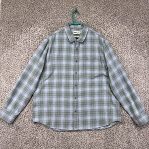 Wellen Shirt Jacket Mens Size XXL 2XL Green Blue Plaid Button Up Shacket Flannel